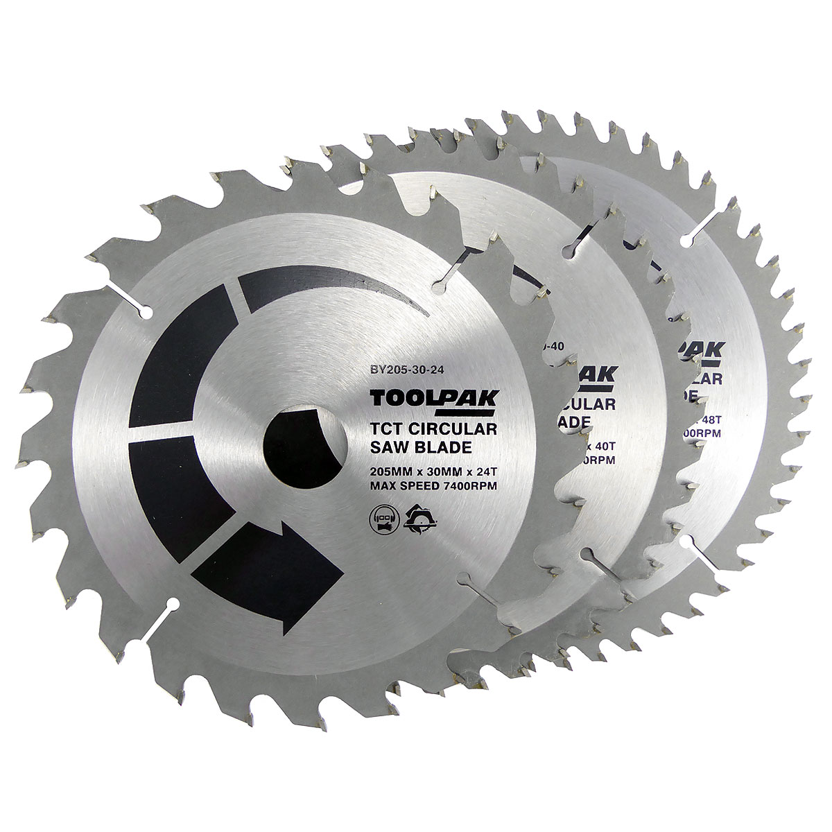 205mm x 30mm TCT Circular Saw Blades Pack of 3